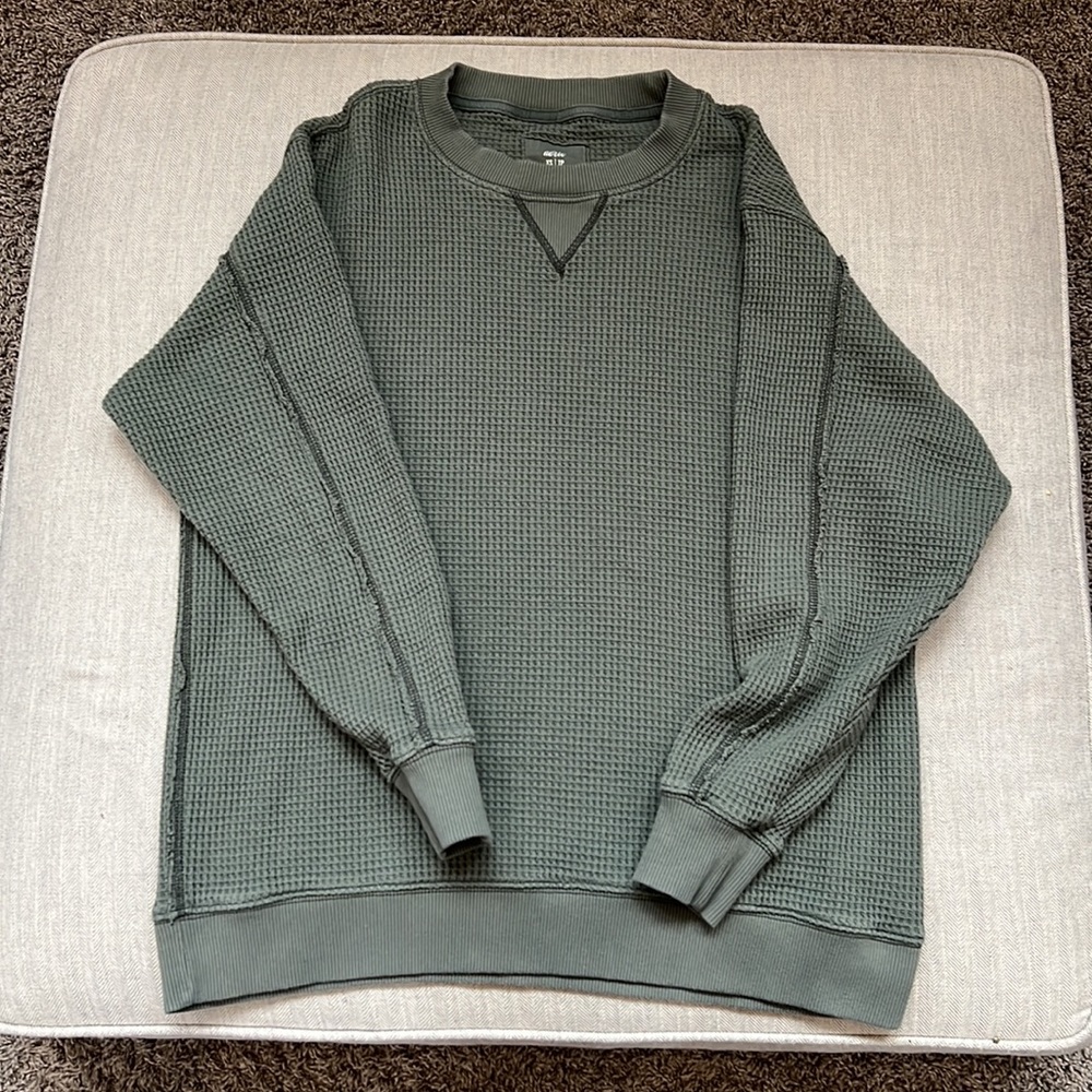 Aerie Waffle long sleeve shirt green size XS